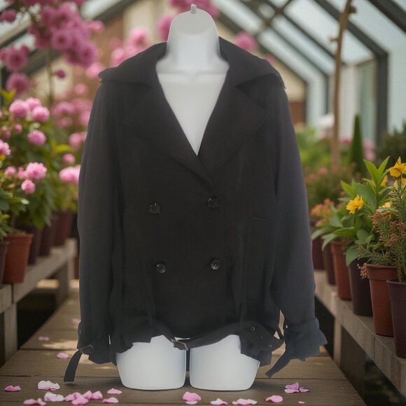 Essue Womens Black Woven Belted Military Jacket NWOT-S - Picture 10 of 10